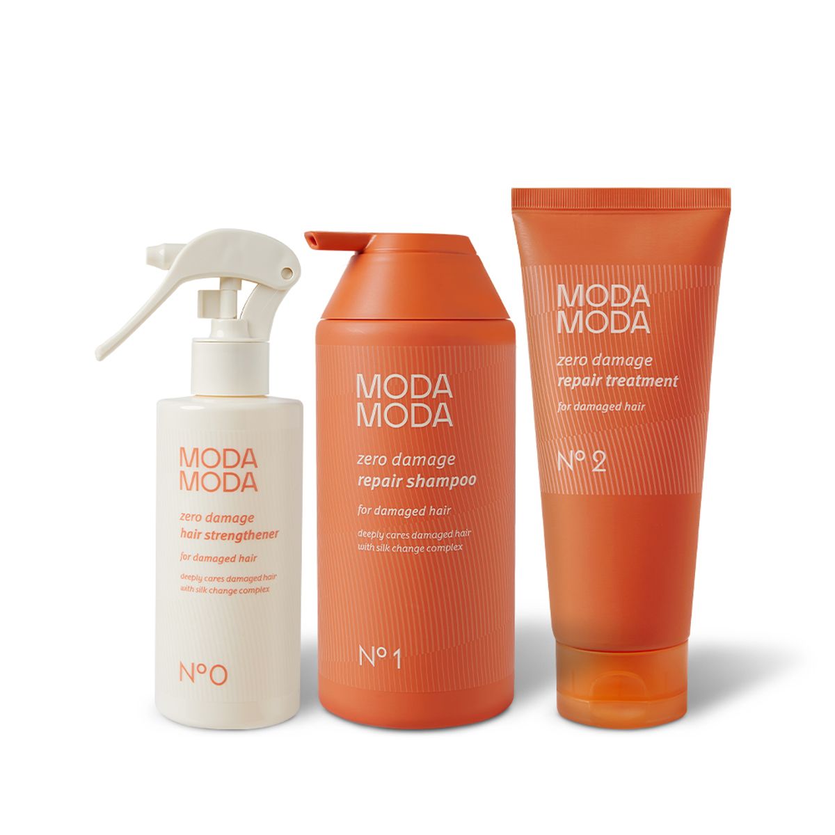 모다모다(MODAMODA) 제로 데미지 리페어 샴푸 500g + 리페어 트리트먼트 200g + 모발강화제 200g