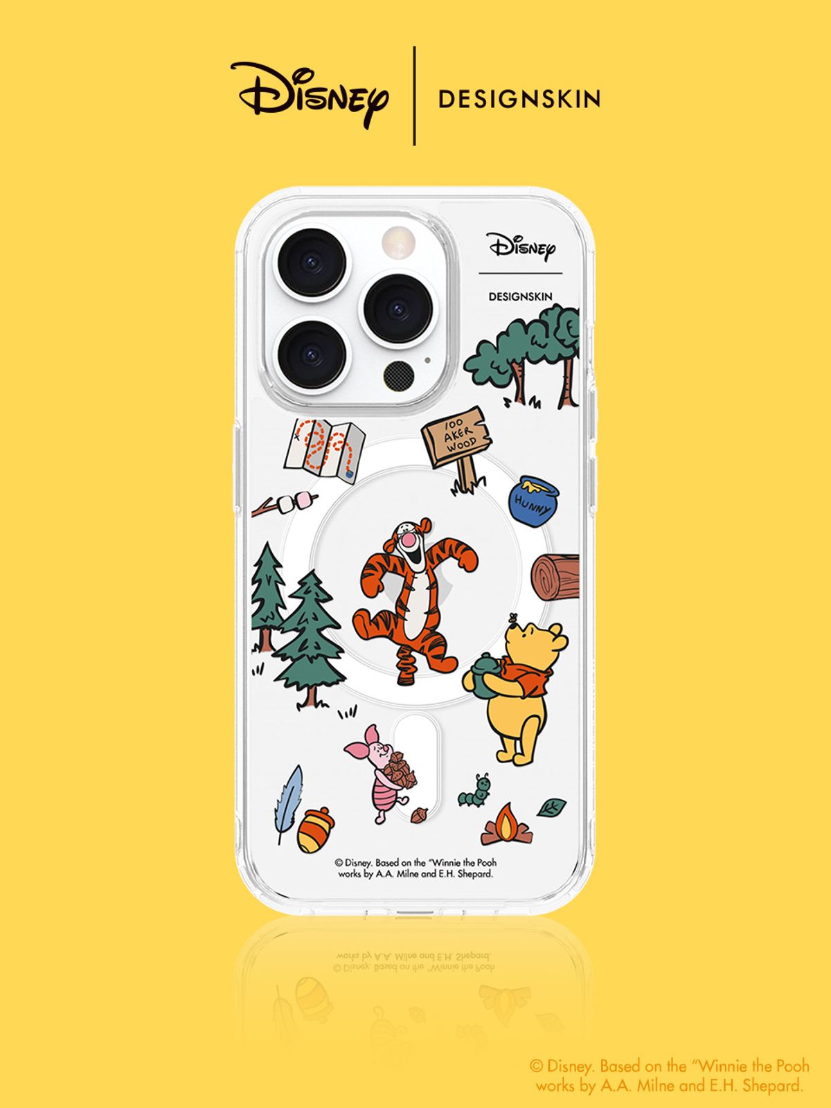 디자인스킨(DESIGNSKIN) [디즈니] 맥세이프 클리어 그래픽 케이스-푸우 프렌즈 인 네이처