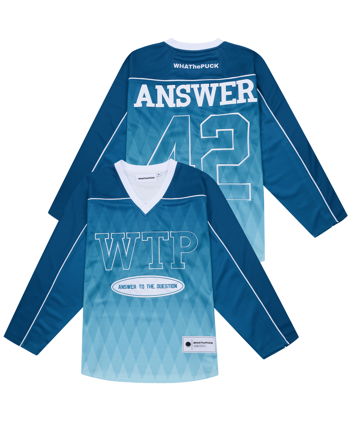 왓더퍽(WHATHEPUCK) 블루 패턴 앤써 져지
