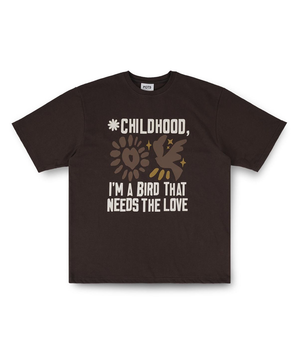 퍼츠(POTS) HEART BIRD TEE [BROWN]