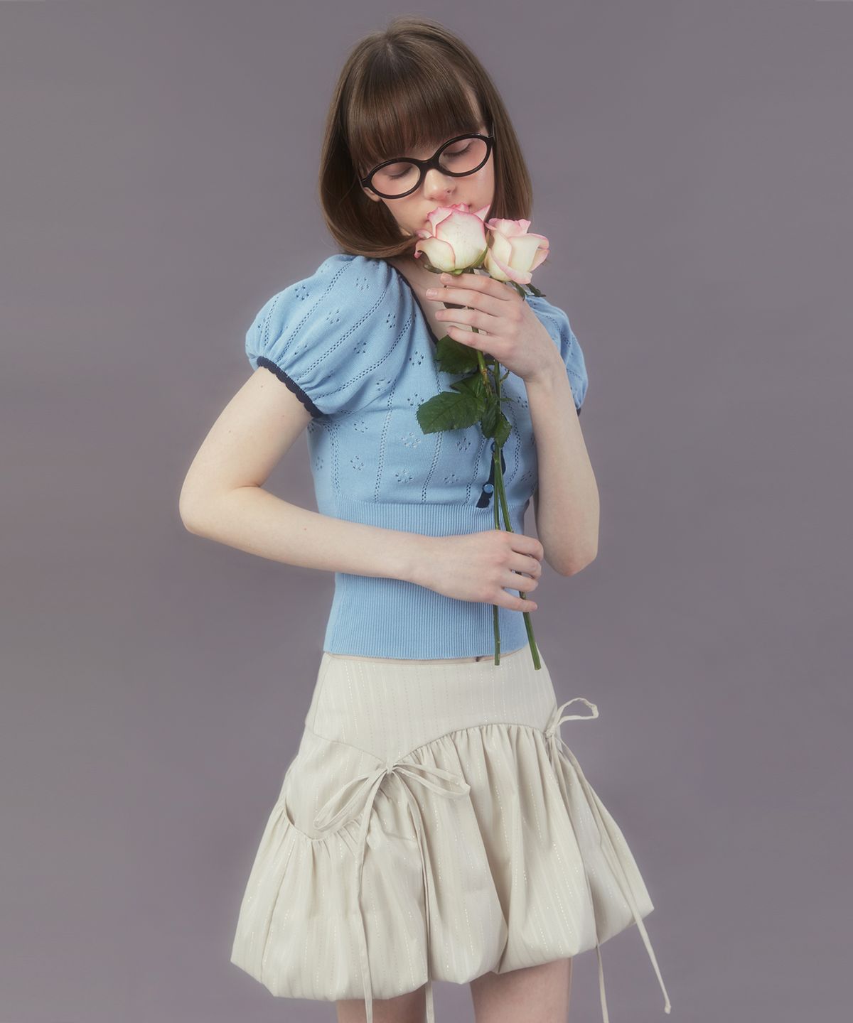 마가린핑거스(MARGARIN FINGERS) PETIT POINTELLE KNIT (LIGHT BLUE)
