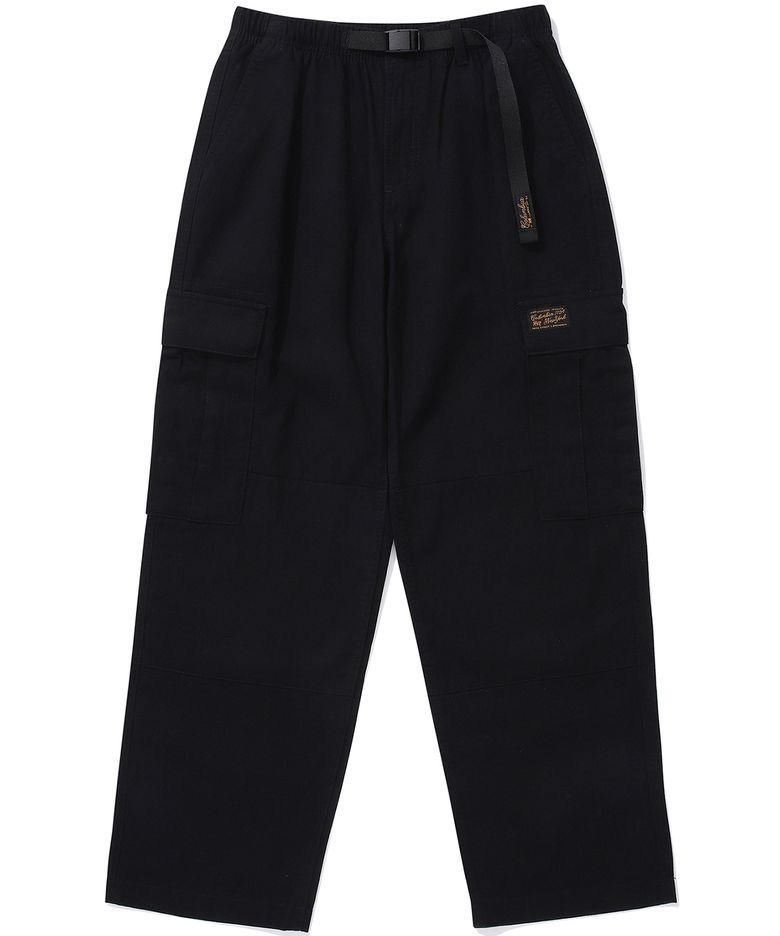 SL-LABEL BELTED CARGO COTTON PANTS 블랙