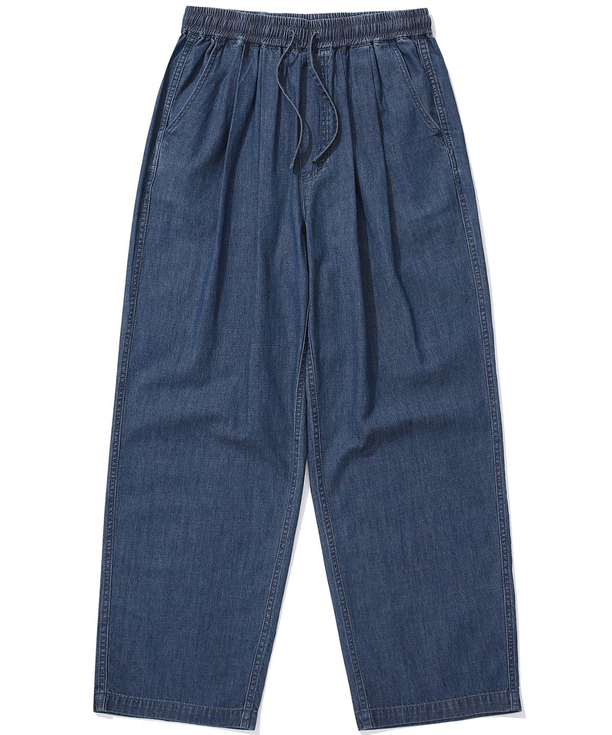 컬럼비아 유니버시티(COLUMBIA UNIVERSITY) SL-LABEL LOOSE-FIT DENIM PINTUCK PANTS 미드나잇데님