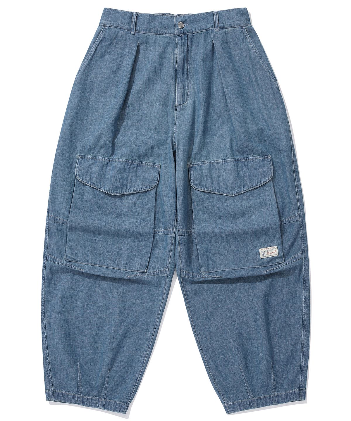 컬럼비아 유니버시티(COLUMBIA UNIVERSITY) SL-LABEL DENIM WIDE FIT BALLOON PANTS 라이트데님