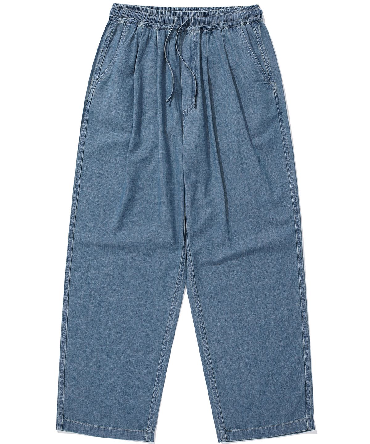 컬럼비아 유니버시티(COLUMBIA UNIVERSITY) SL-LABEL LOOSE-FIT DENIM PINTUCK PANTS 라이트데님