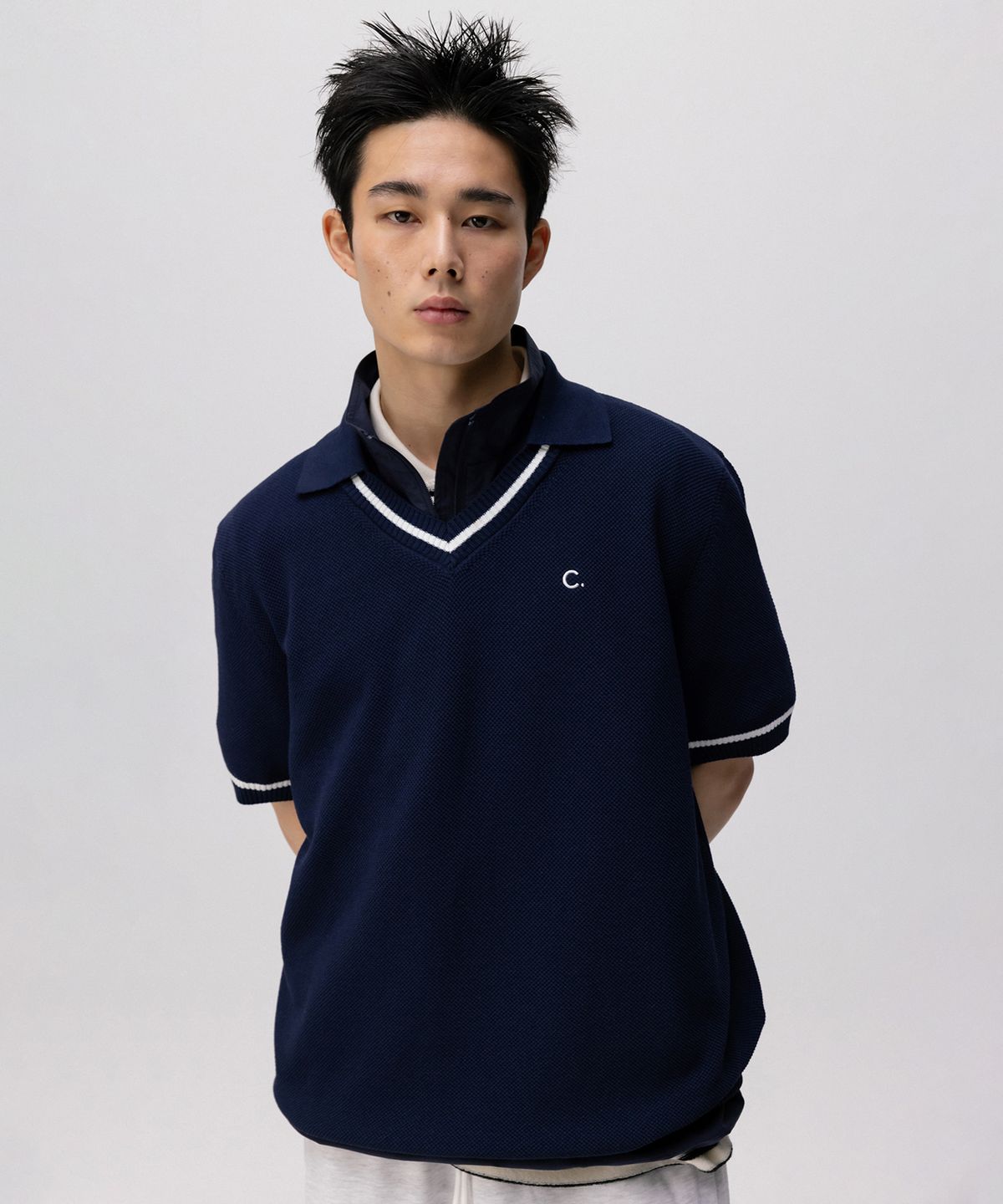 클로브(CLOVE) [24SS clove] Double Collar Pullover_Men (Navy)
