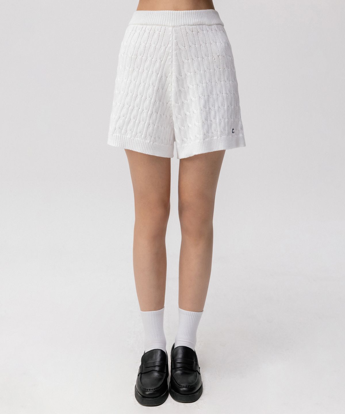 클로브(CLOVE) [24SS clove] Trim Cable Knit Shorts (White)