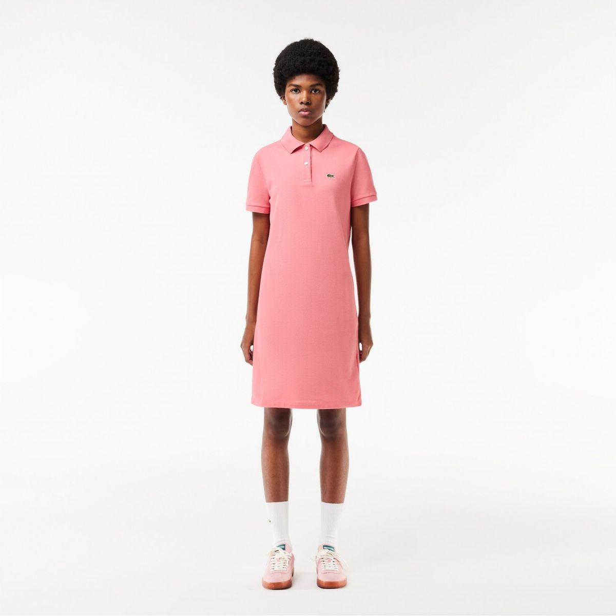 라코스테(LACOSTE) 여성 클래식 반팔 폴로 원피스 [살몬핑크]