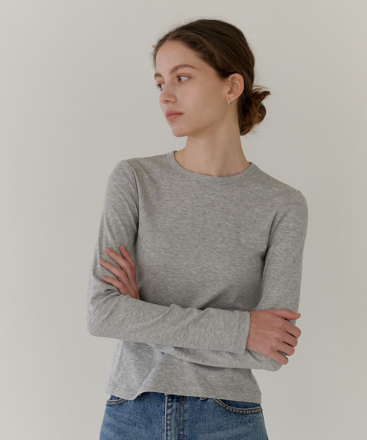 엽페(YUPPE) BASIC SLIM T-SHIRT_GRAY