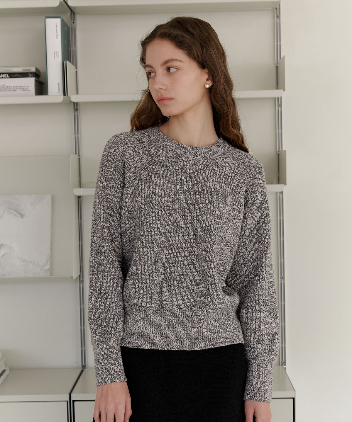 엽페(YUPPE) MIX WOOL KNIT_DARK GRAY