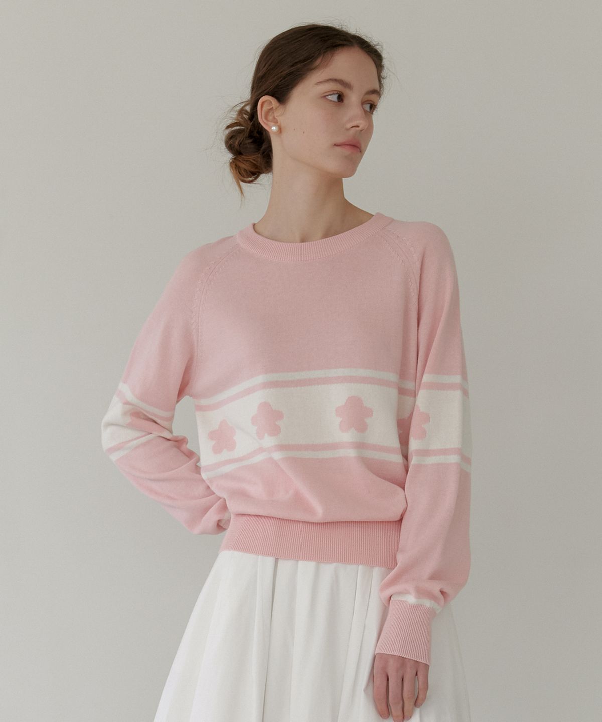 엽페(YUPPE) FLOWER COLOR KNIT_PINK