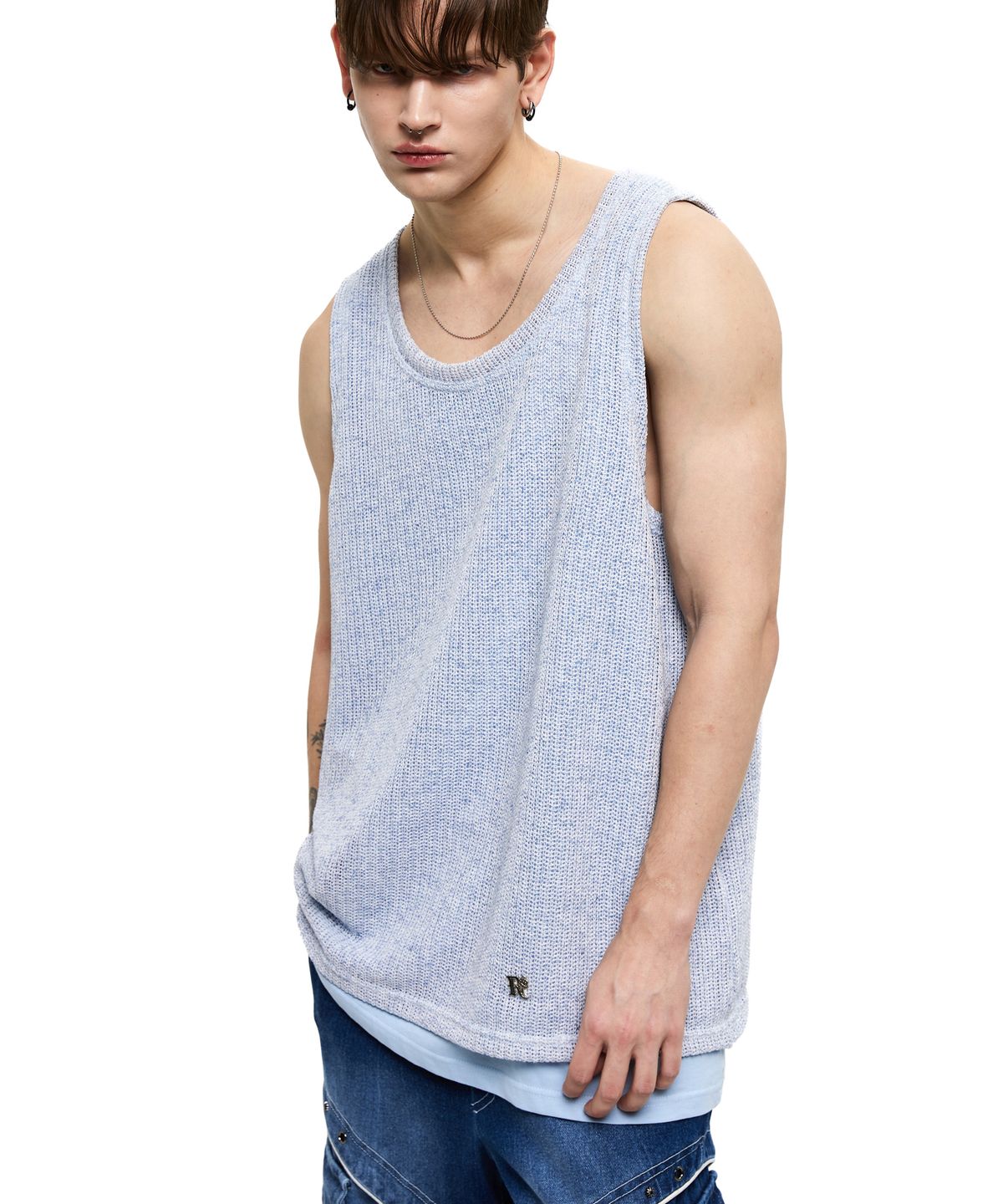 알에스에스씨(RSSC) LAYERED KNIT SLEEVELESS - SKY BLUE