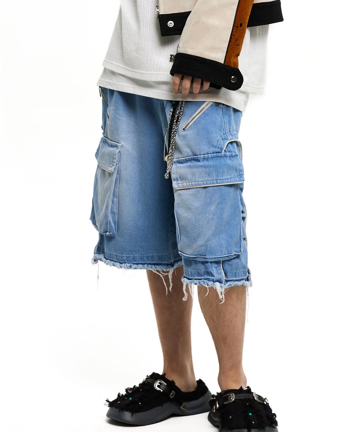 알에스에스씨(RSSC) WASHING CARGO DENIM BERMUDA PANTS - LIGHT DENIM