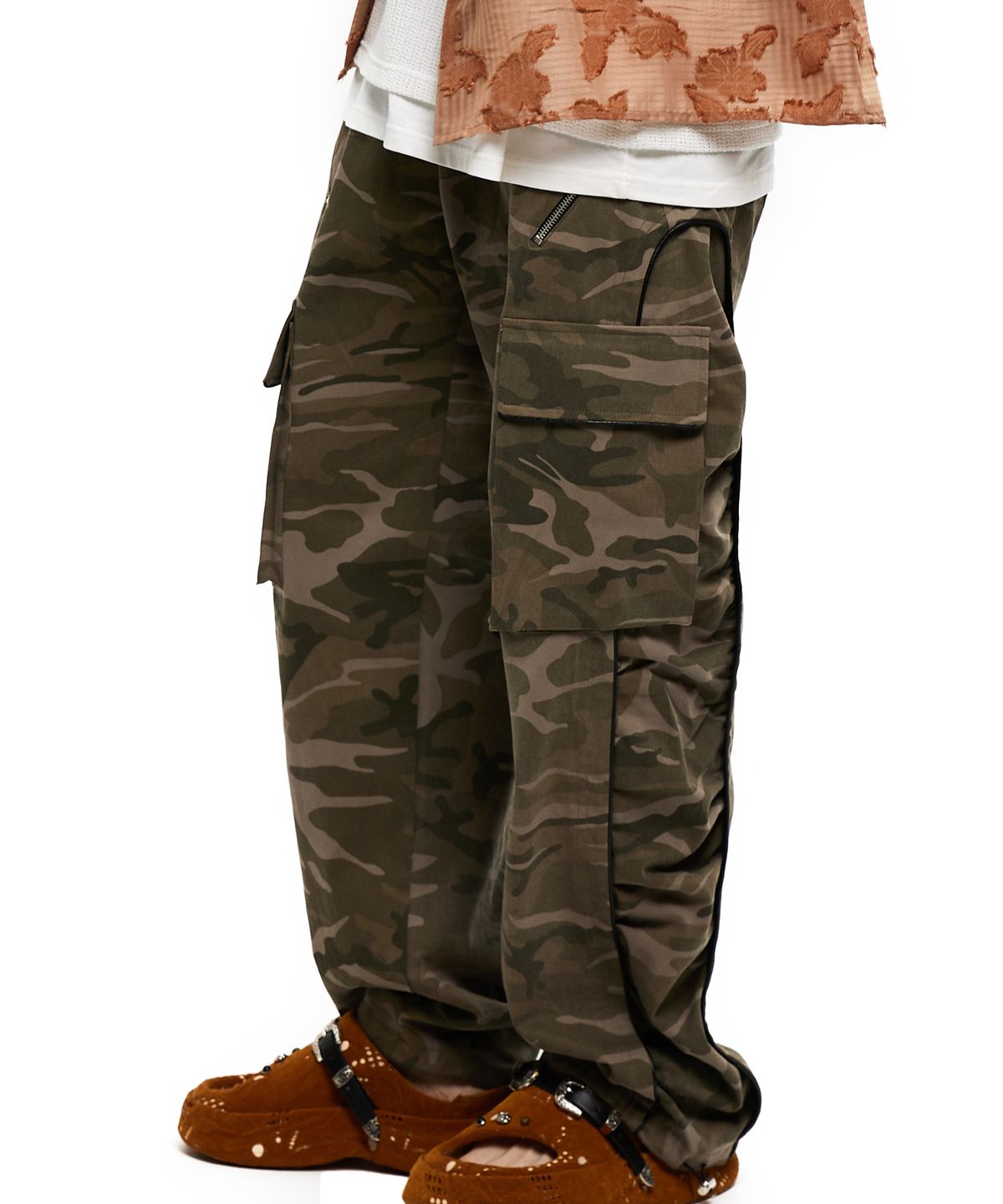 알에스에스씨(RSSC) WRINKLE MIXED CAMO CARGO PANTS - KHAKI CAMO