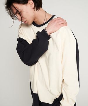Two Color Overfit Round Boxy T-shirt ivory