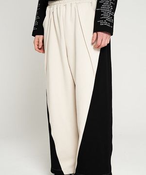 Two Color String Wide Banding Pants ivory
