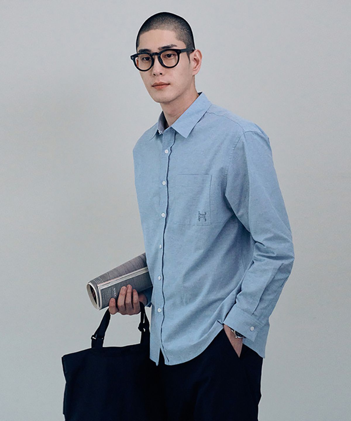 애드호크(ADHOC) 남성 베이직 옥스포드 셔츠 (BLUE) (HA2LS90-43)