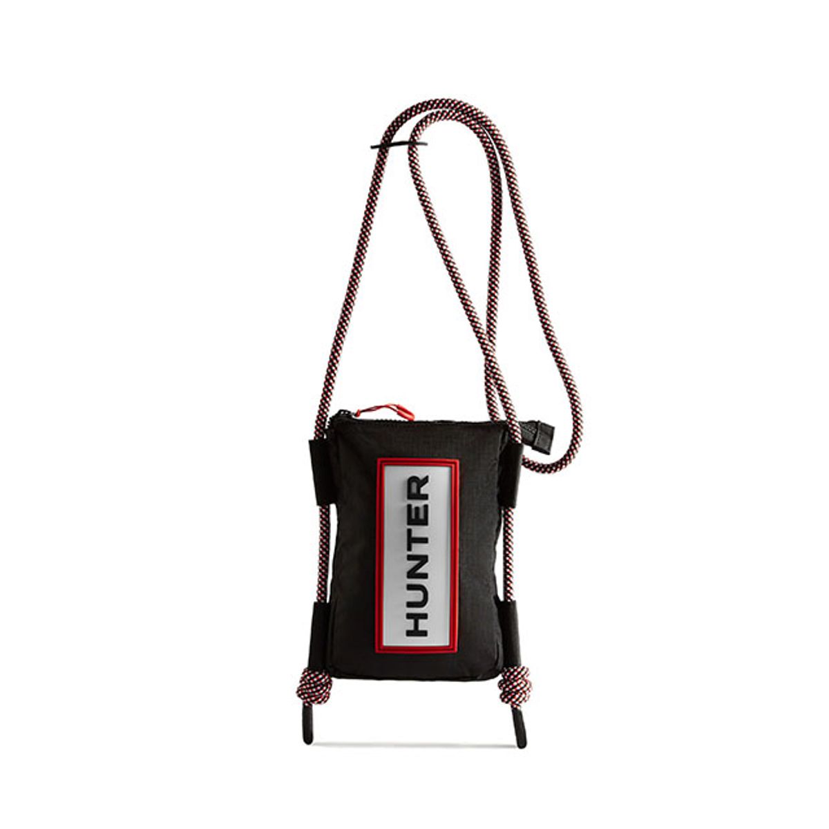 헌터(HUNTER) [UNISEX] 트래블 립스탑 폰파우치 - 블랙/레드박스로고 UBP1514NRSRBO