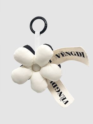 Padded Flower Keyring_White
