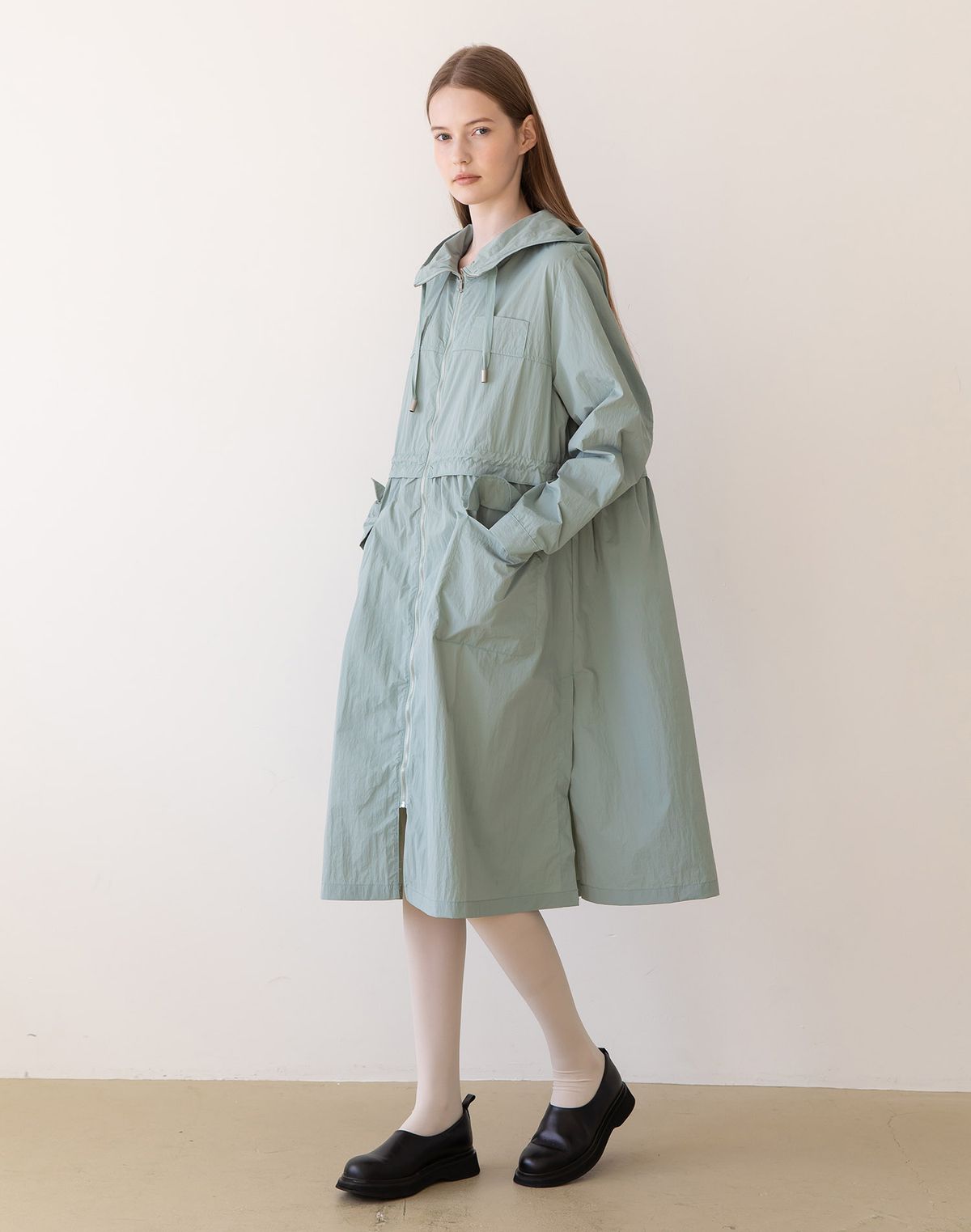 제이마크뉴욕(JMARKNEWYORK) Hooded zip up outer dress - Mint