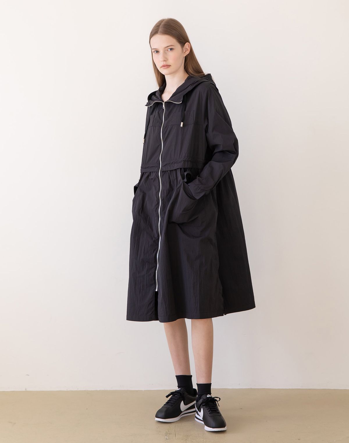 제이마크뉴욕(JMARKNEWYORK) Hooded zip up outer dress - Black