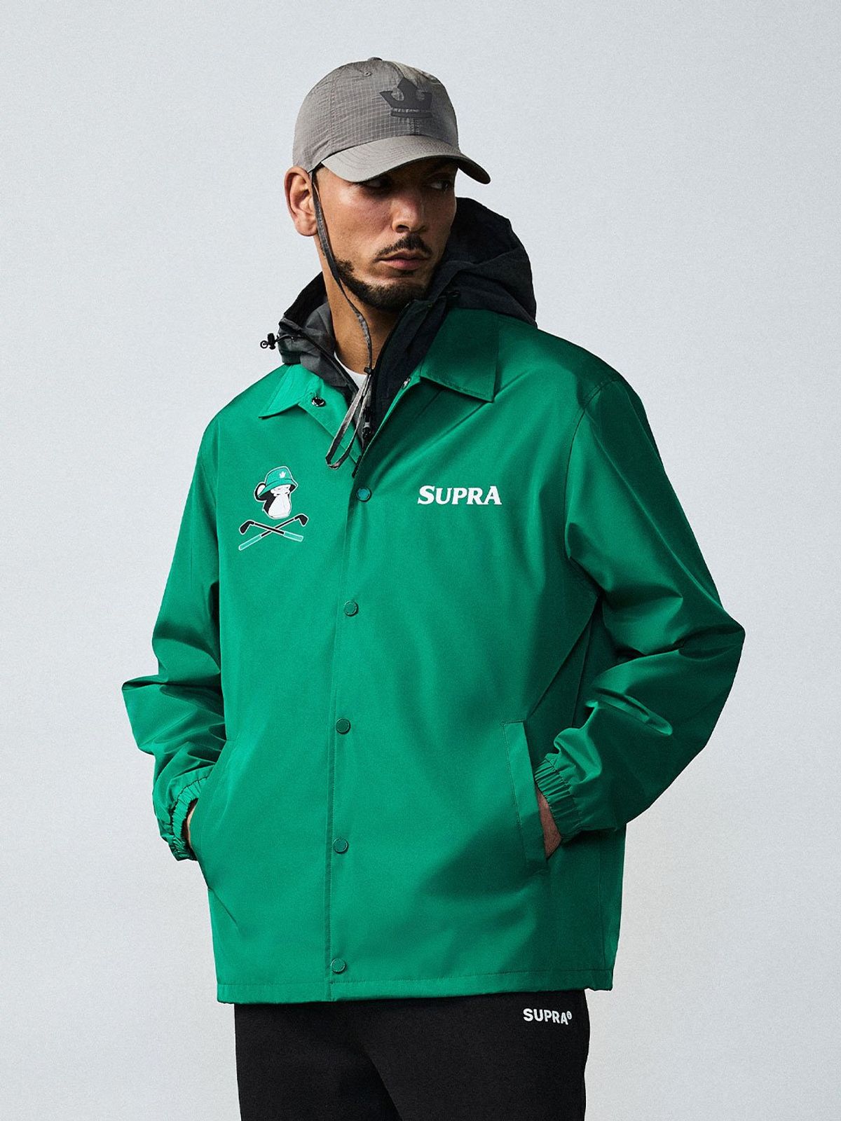 수프라(SUPRA) BAYC 골프 등판 그래픽 우븐 코치자켓(GREEN)