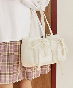 DOUBLE RIBBON SHOULDER BAG_LIGHT YELLOW