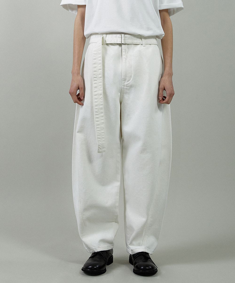 MUSINSA | ORDER ARCHIVE Core Belted Wide Denim Pants White [Curve Ver]