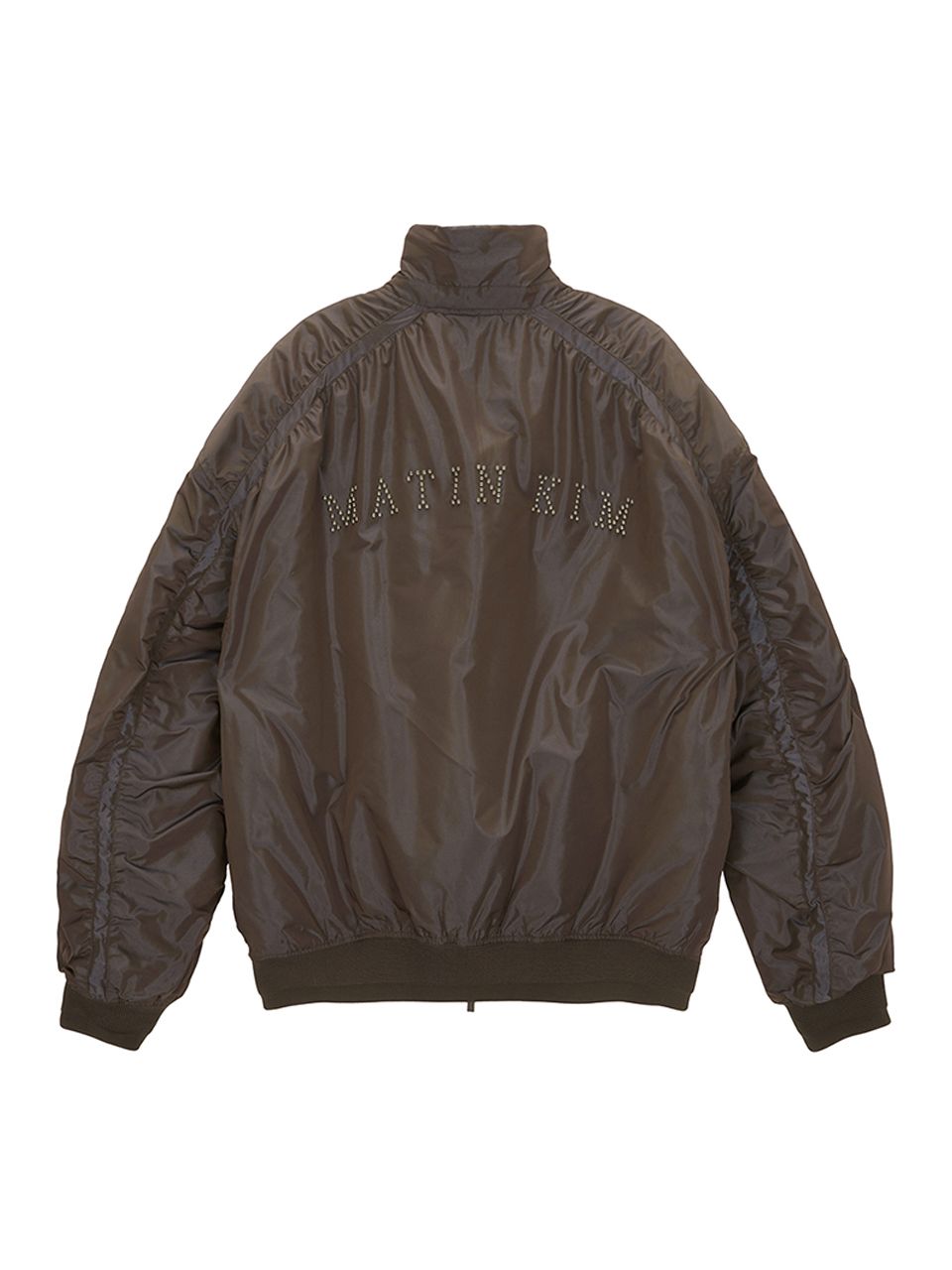 MUSINSA公式 | MATIN KIM PUCKERING STUD BOMBER JUMPER IN BROWN