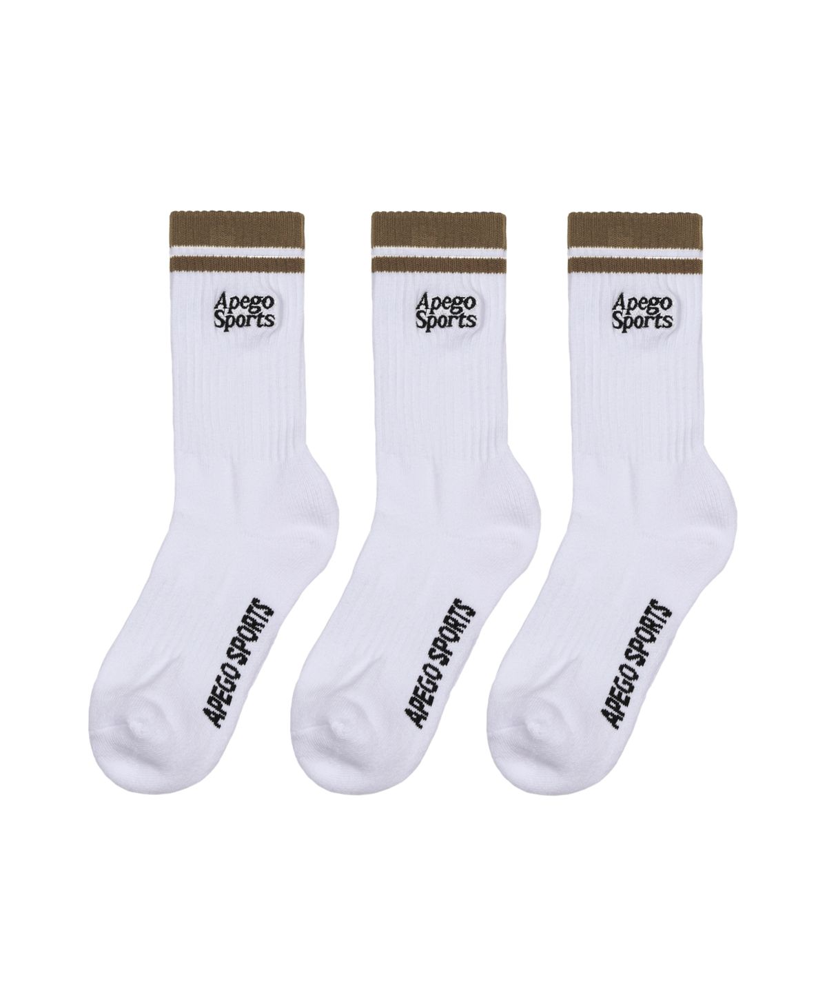아페고 스포츠(APEGO SPORTS) Embroidery Sports Socks Cocoa [3pack]