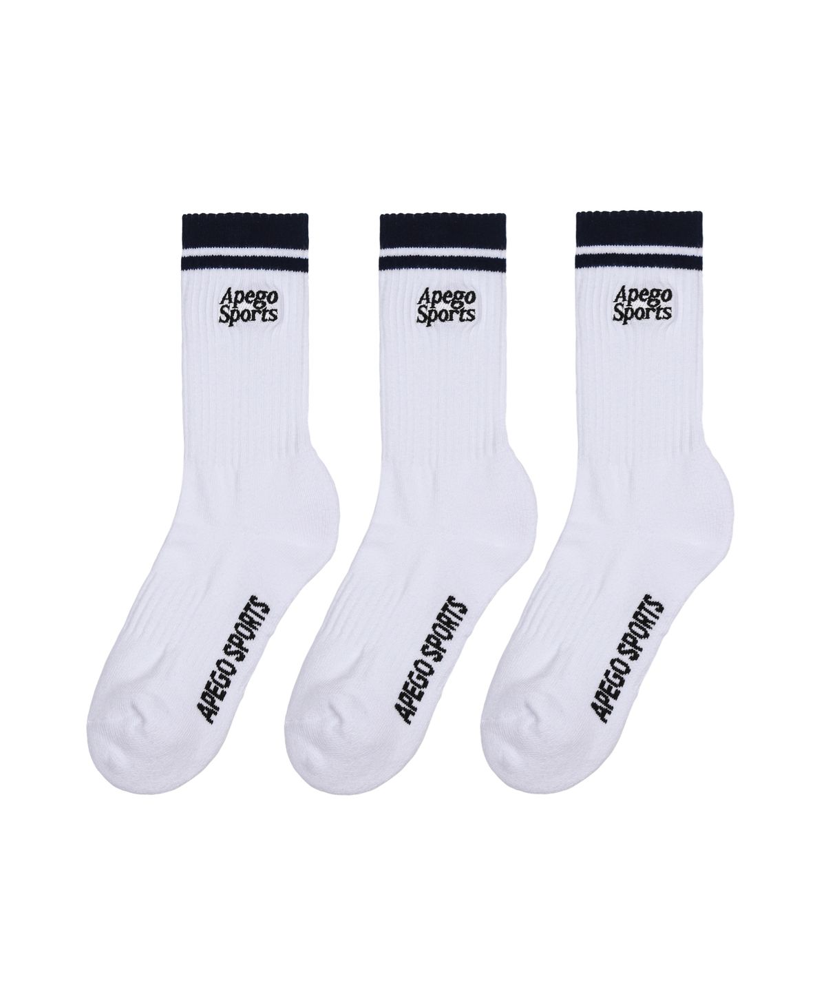 아페고 스포츠(APEGO SPORTS) Embroidery Sports Socks Dark Navy [3pack]