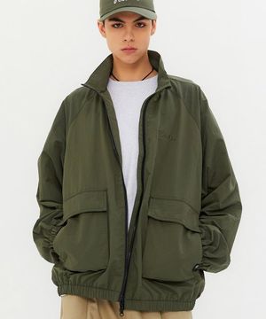 SCRIPT EMBROIDERY BLOUSON JACKET KHAKI