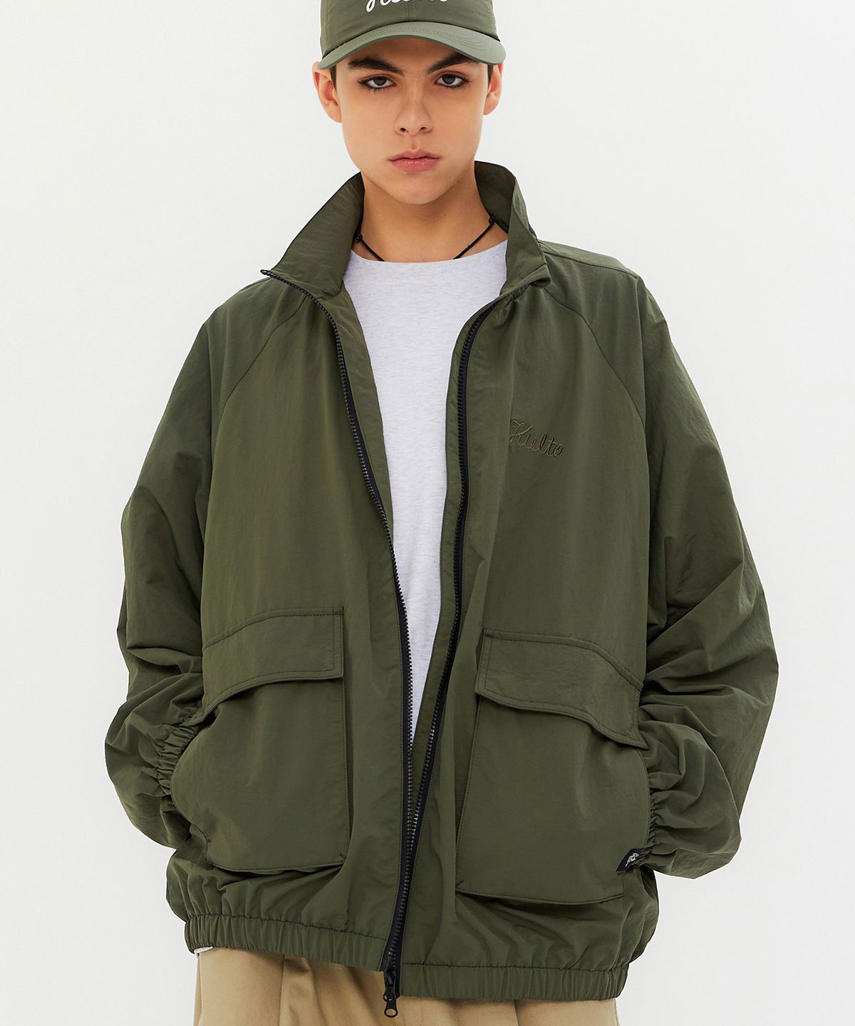 쿨트(KULTE) SCRIPT EMBROIDERY BLOUSON JACKET KHAKI