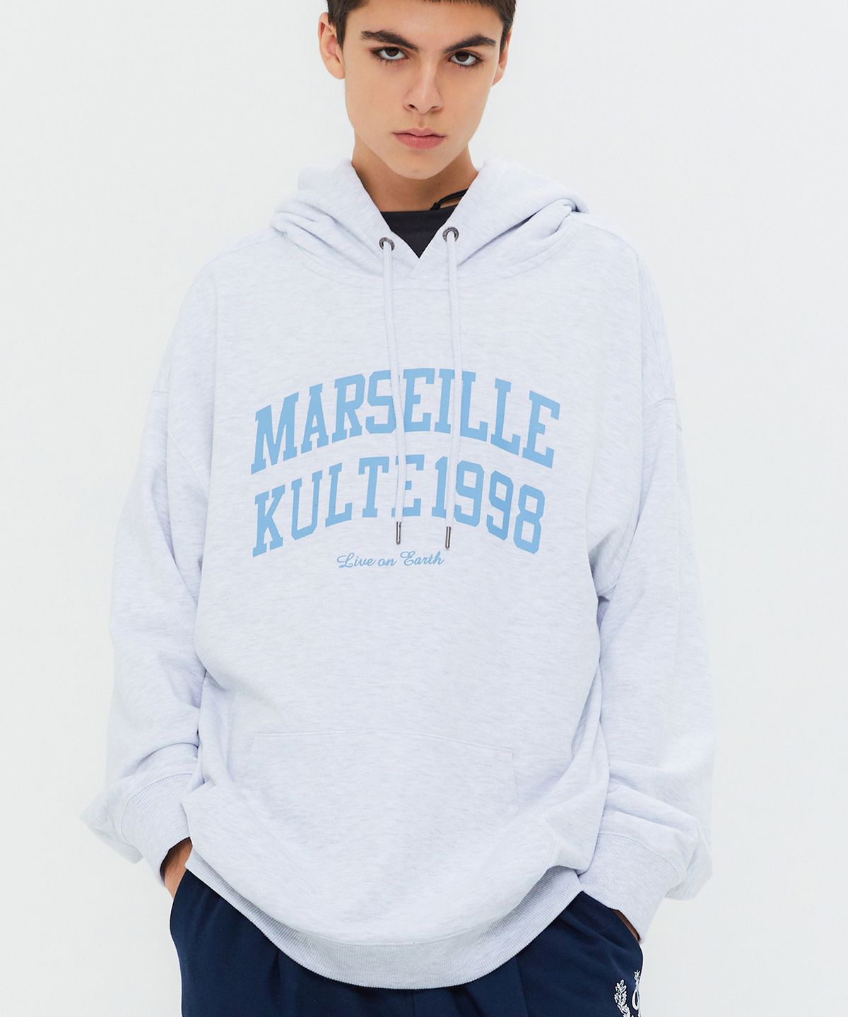 쿨트(KULTE) DOUBLE ARCH HOODY L.MELAGE