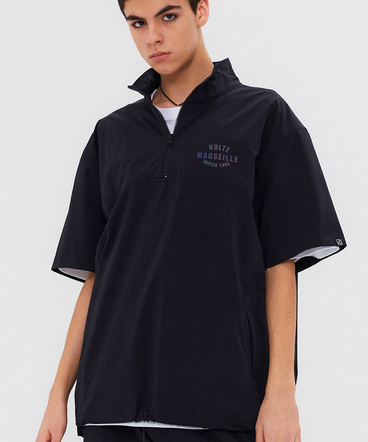 쿨트(KULTE) CIRCLE ARCH HALF ZIP ANORAK BLACK