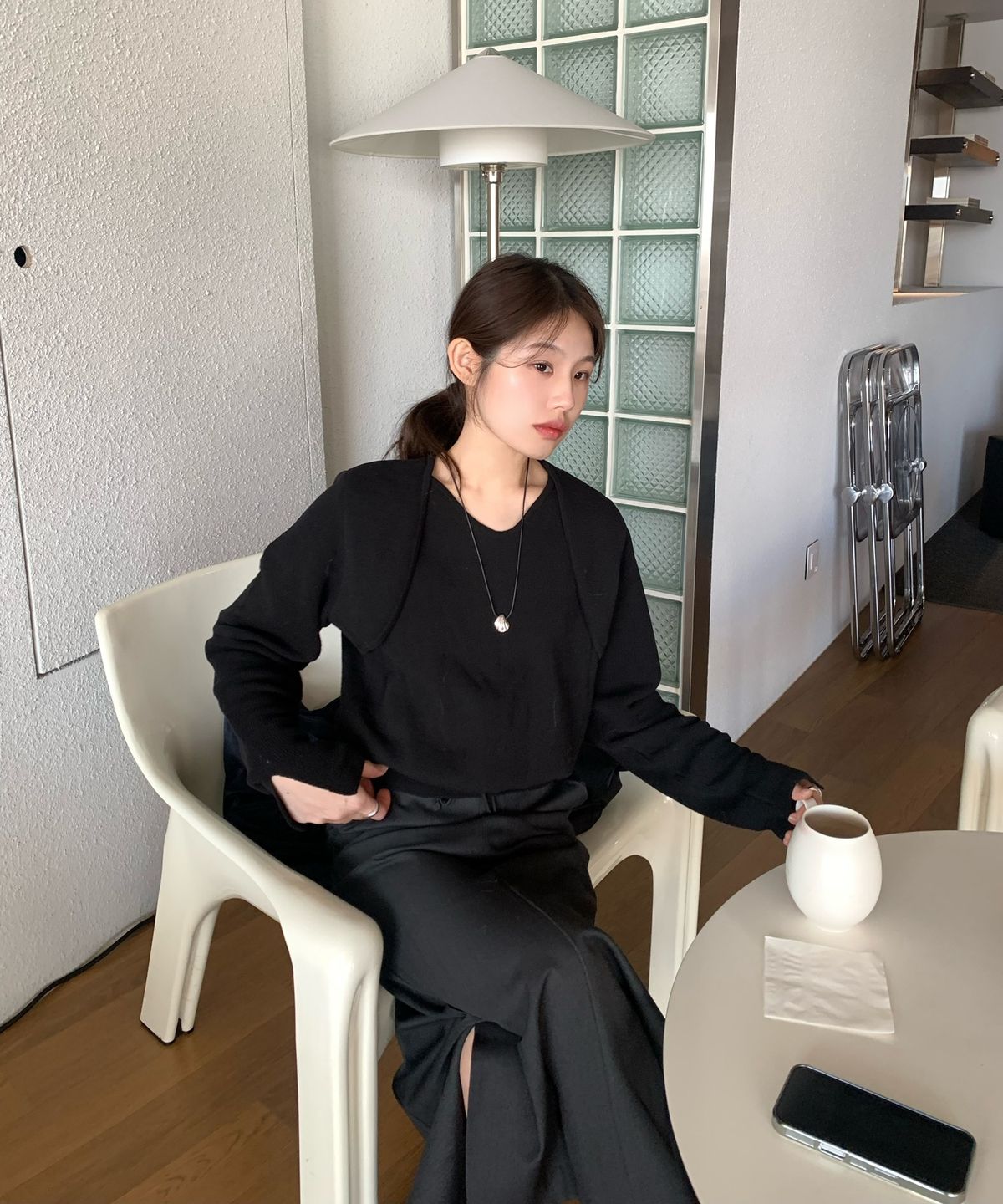 아위(AHWE) Layered Sweater_BLACK