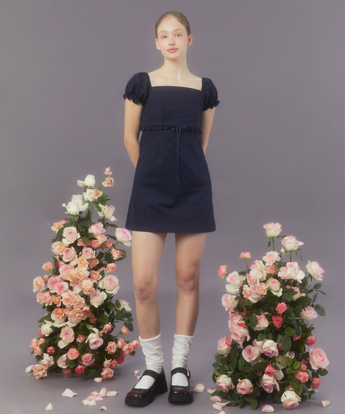 마가린핑거스(MARGARIN FINGERS) PETIT DENIM ONE-PIECE (DARK INDIGO)