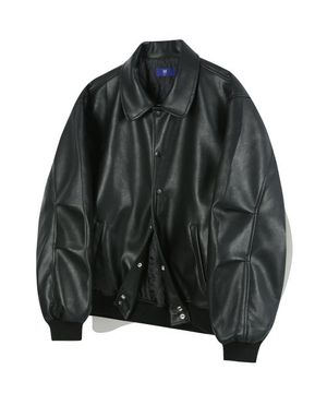 로우 레더 바시티자켓 (블랙)
