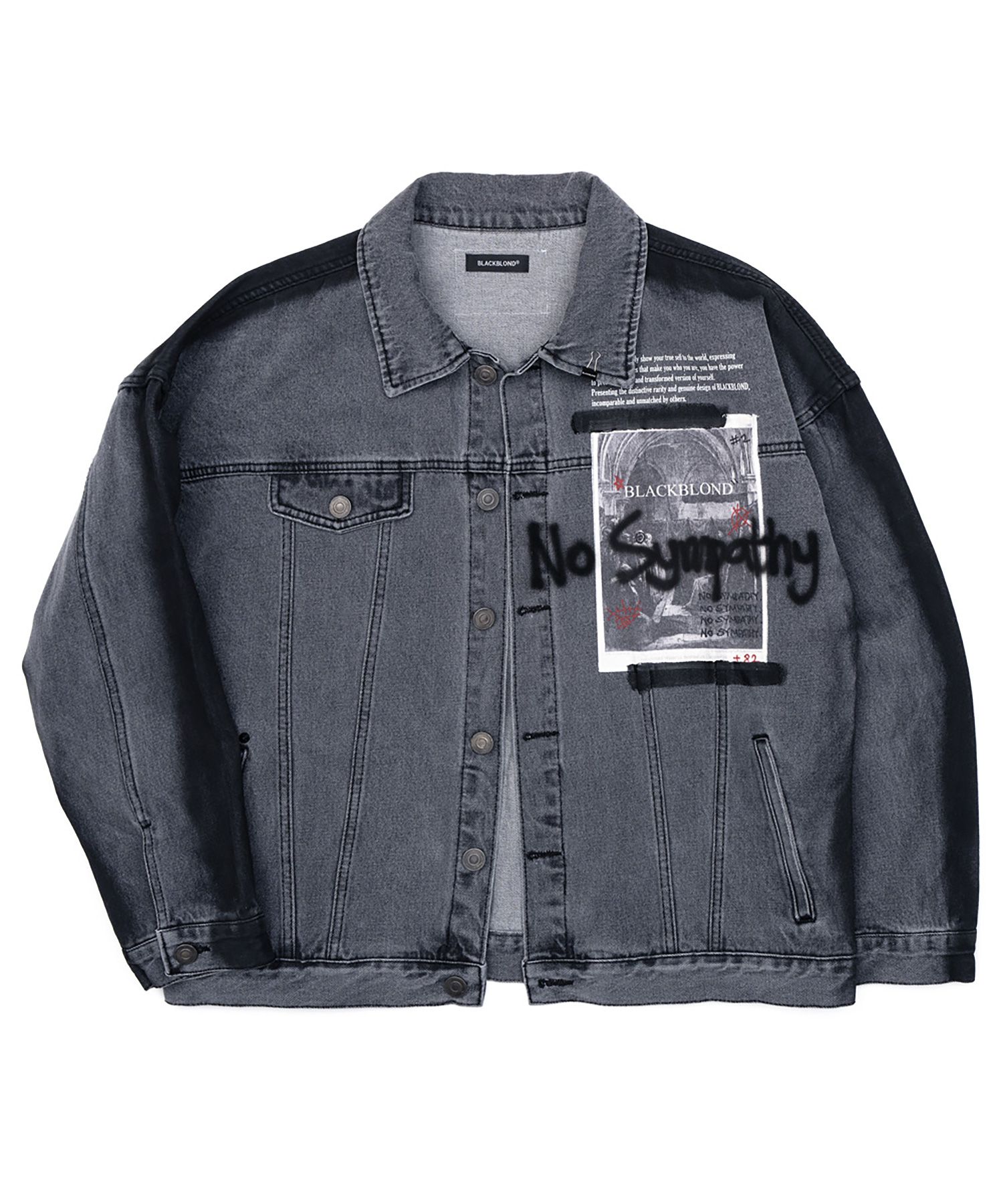 MUSINSA | BLACKBLOND Vivid No Sympasi Denim Jacket (Dark Grey)