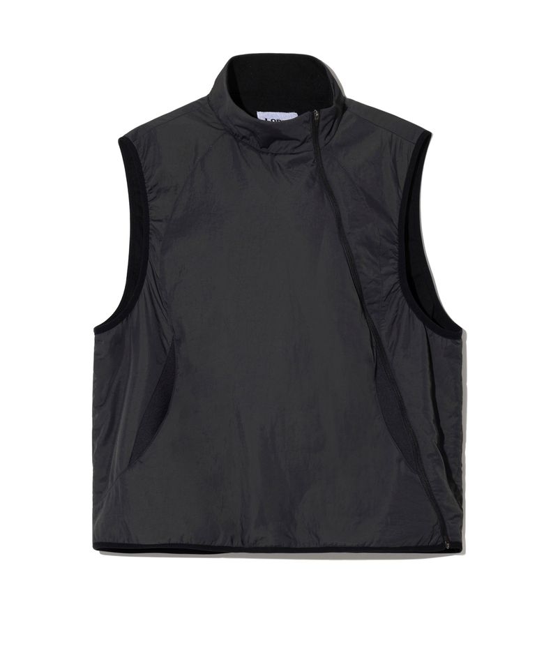 Asymmetric Nylon Vest - Black
