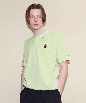 에센셜 컴포트핏 반팔 카라 티셔츠(네온 옐로우)