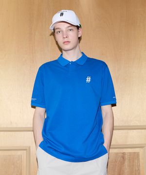 에센셜 컴포트핏 반팔 카라 티셔츠(블루)