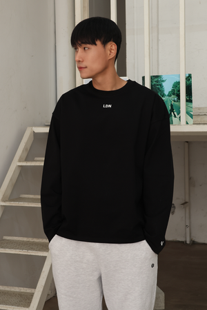 LDN 로고 세미 오버핏 롱 슬리브 블랙