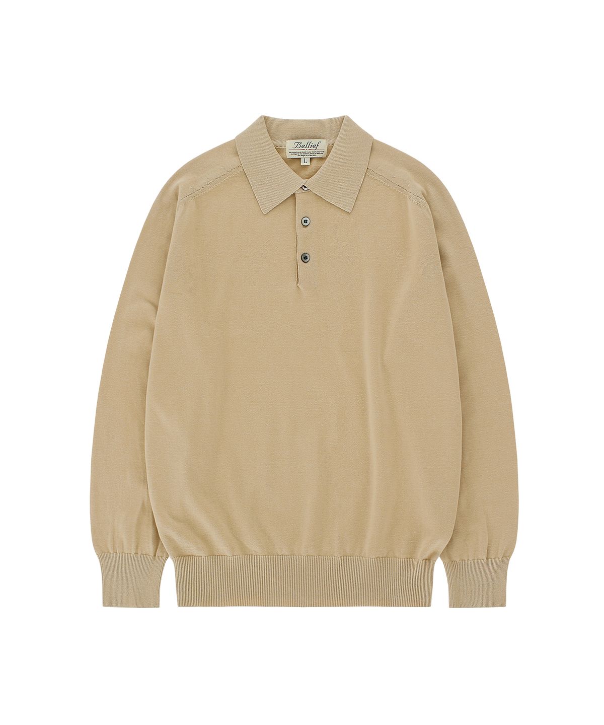 벨리프(BELLIEF) Cotton standard saddle Polo Knit (Beige)