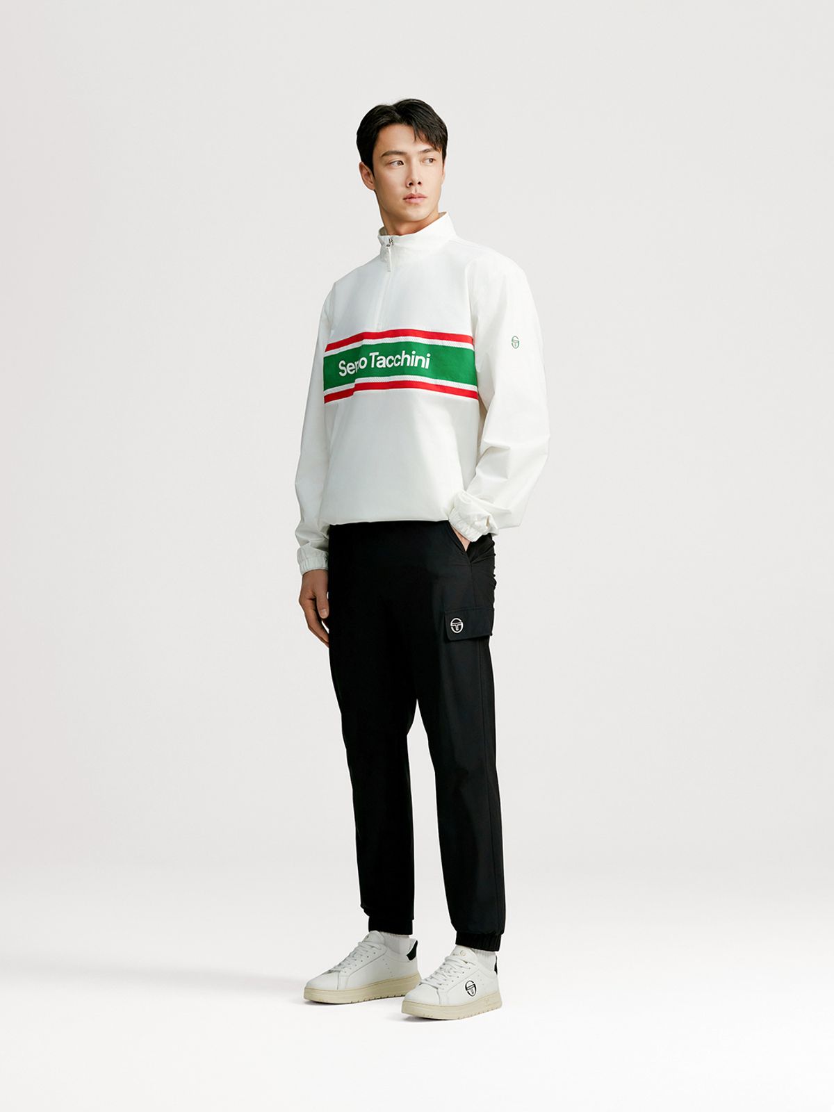 세르지오 타키니(SERGIO TACCHINI) M 데일리 우븐 카고 조거 팬츠 (Black)