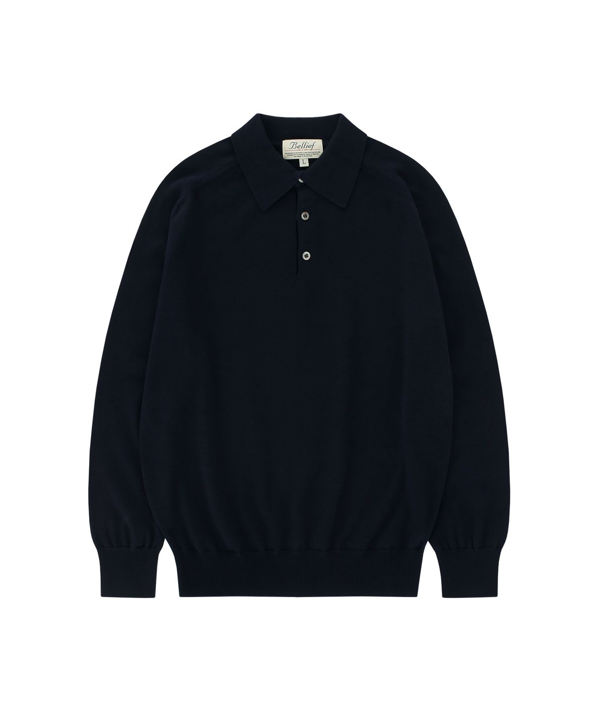 벨리프(BELLIEF) Cotton standard saddle Polo Knit (Navy)