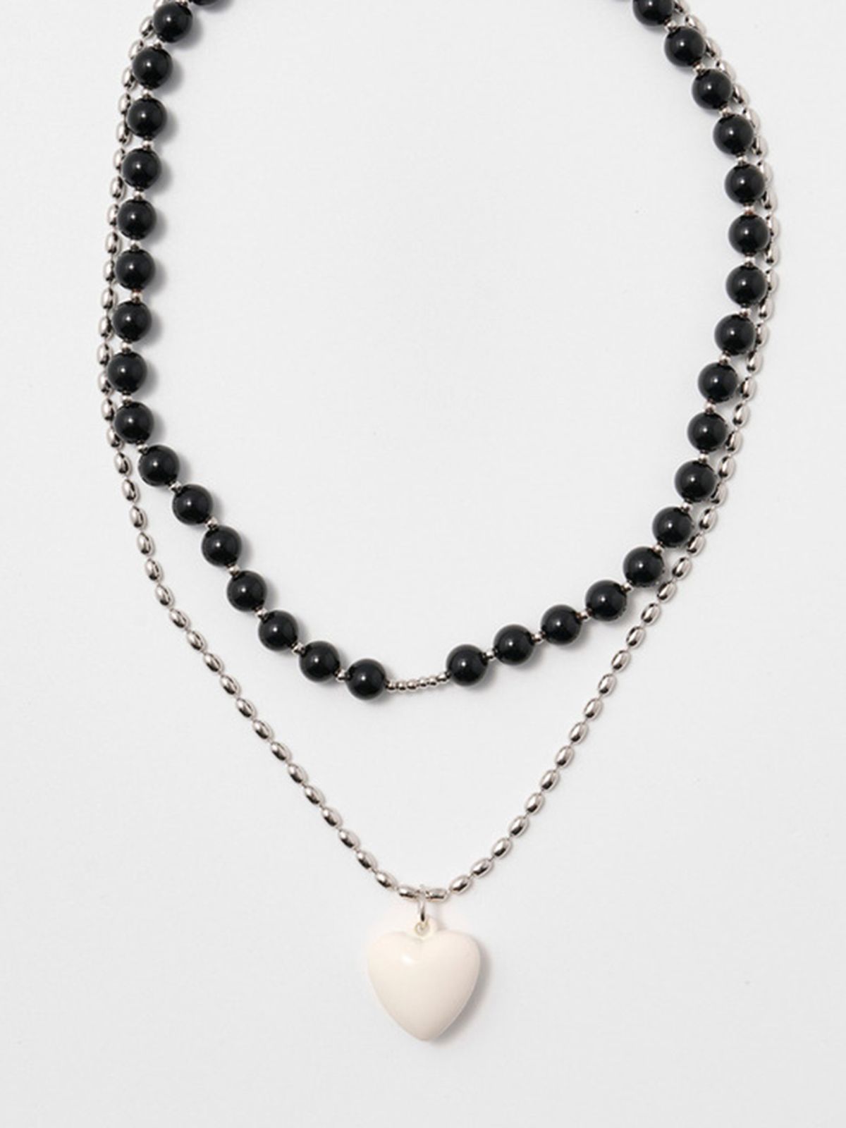 데누(DENU) Color Jamstone and Heart Layered Necklace