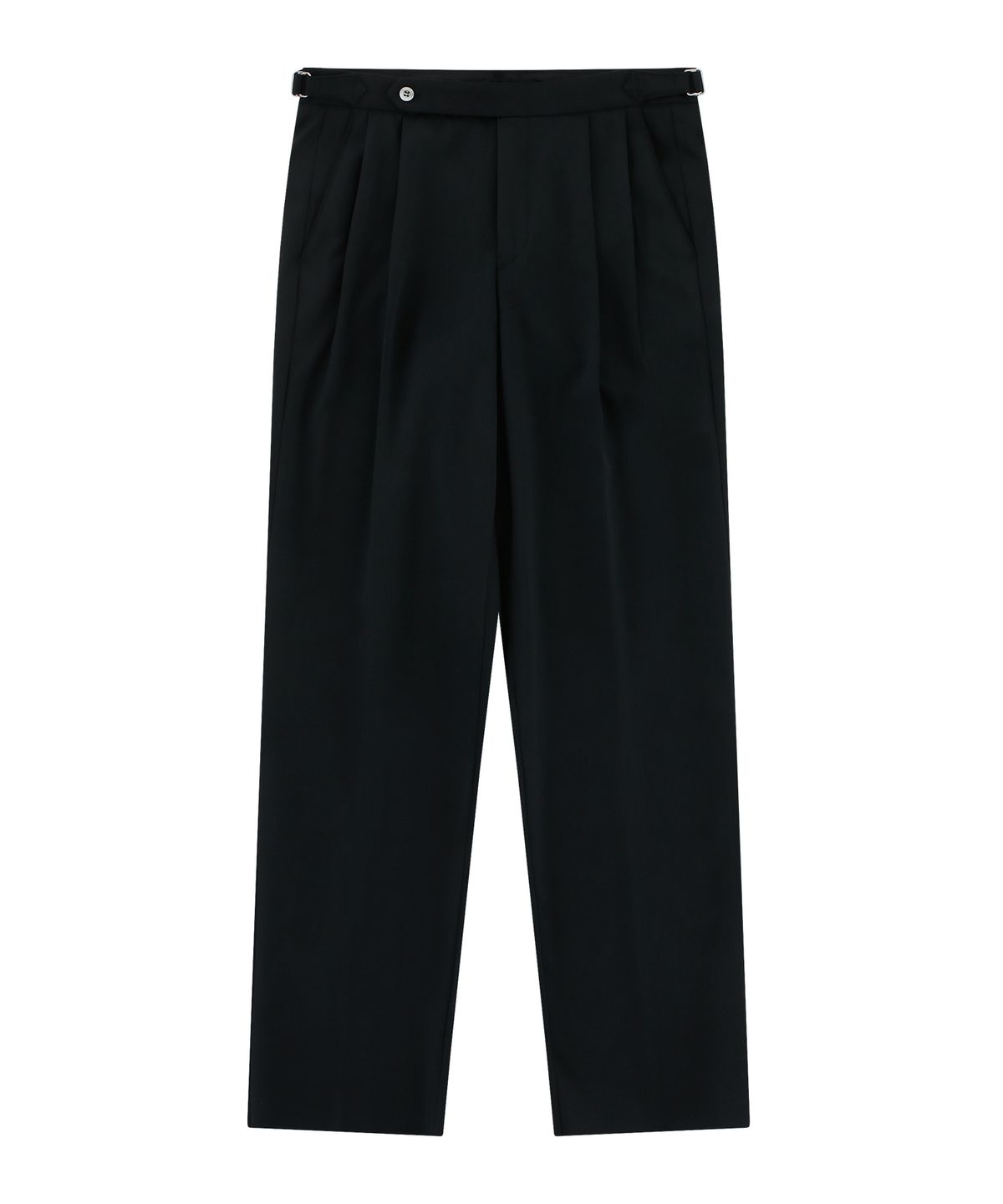 벨리프(BELLIEF) Wool worsted adjust 2Pleats relaxed Trousers (Black)