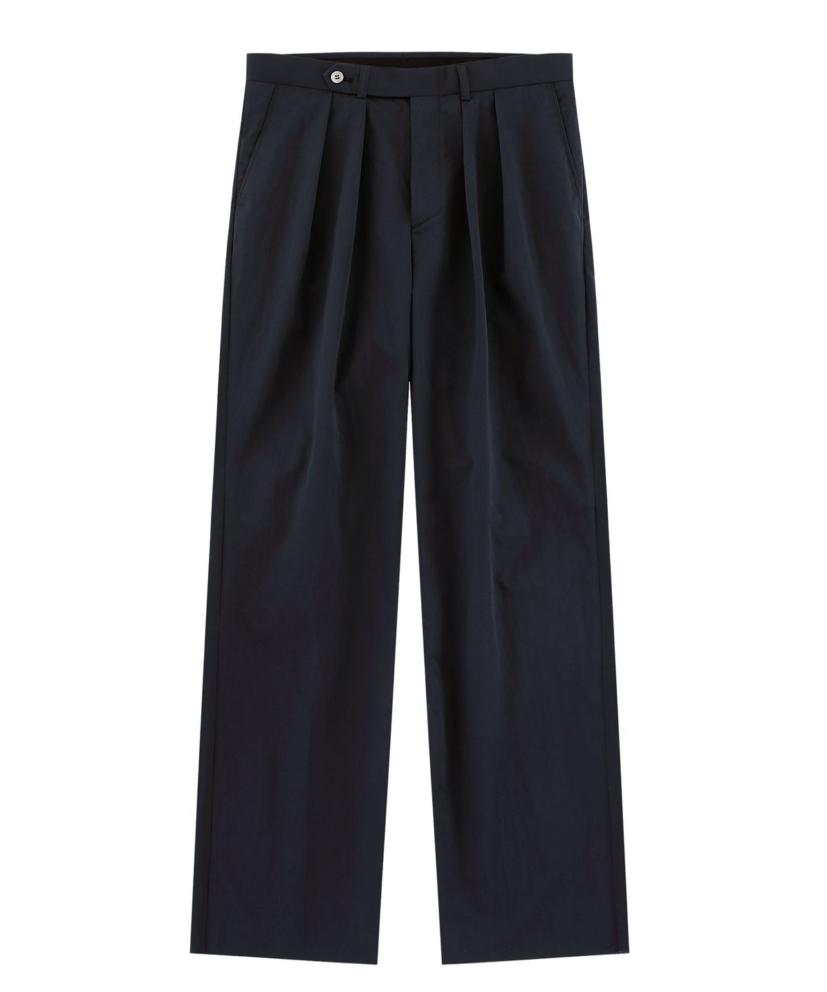 벨리프(BELLIEF) [Easy line] Cotton Two Pleated Wide Chino Pants (Dark navy)