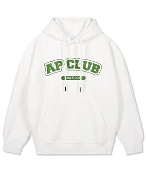 에이피 클럽 오버핏 와이드 숄더 후디_화이트